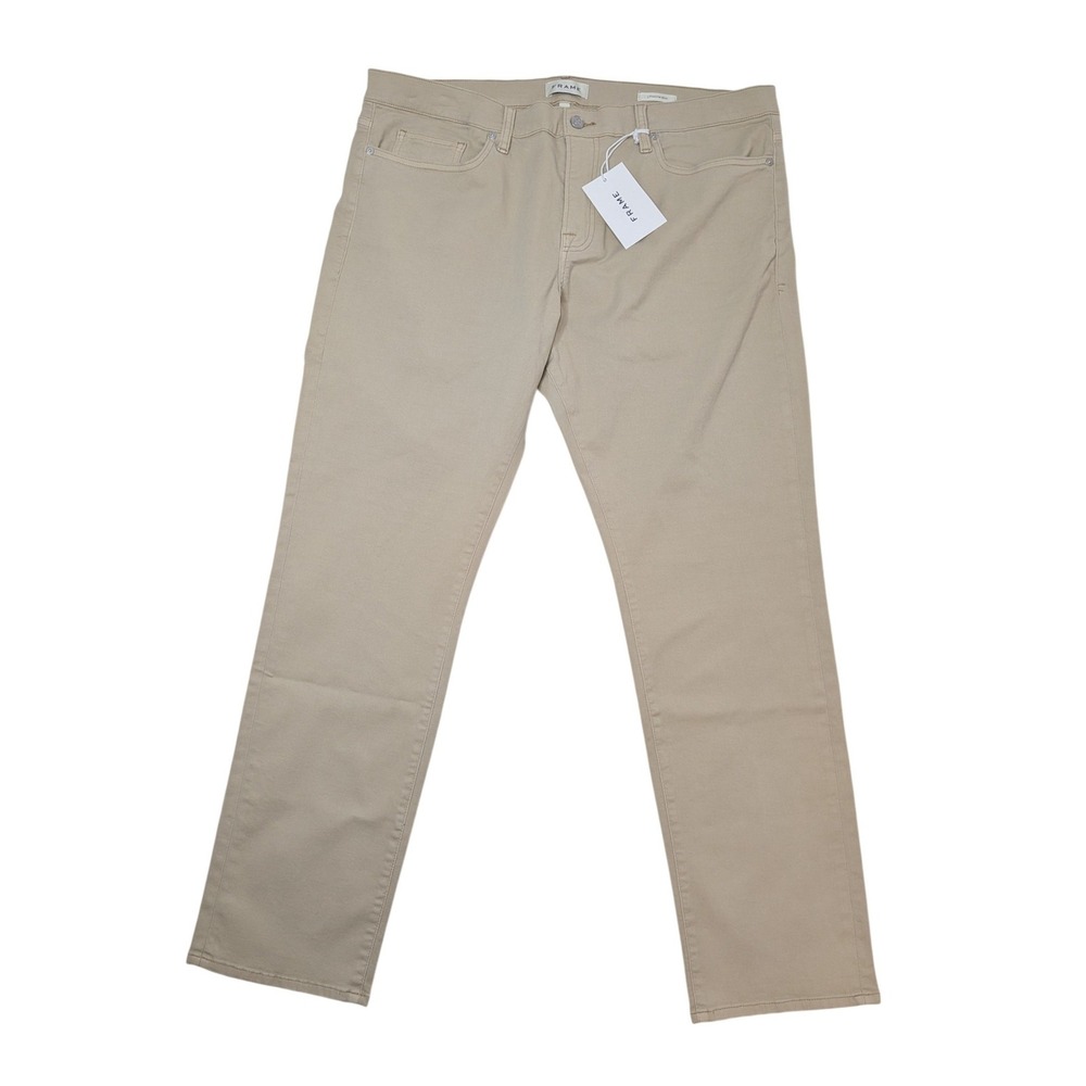 NWT FRAME L'Homme Slim Pants Mens 38x32 Khaki Stretch Chino LMH104